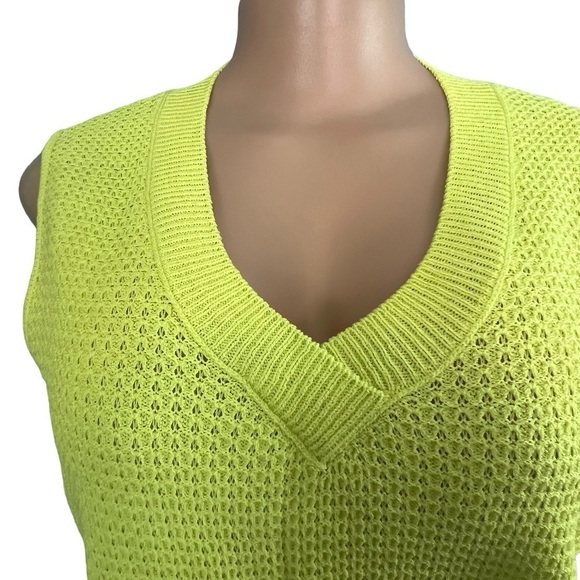 St. John Wool Blend Chartreuse Knit Top - Picture 7 of 12